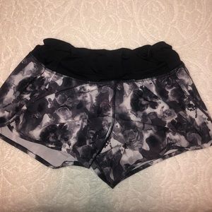 Lulu lemon black and white rose shorts